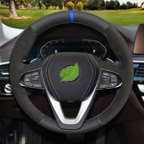 Black Non-slip Genuine Leather Suede Car Steering Wheel Cover For BMW X3 G01 X4 G02 X5 G20 G21 G30 G31 G32 G05 X7 G07 Z4 G29