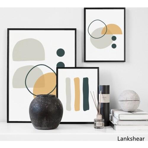 Circular Line Geometry Abstract Wall Art Canvas Painting Nordic Posters And Prints Wall Pictures For Living Room Bedroom Decor