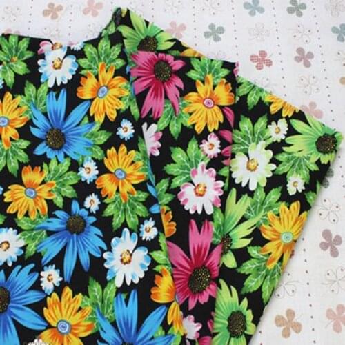 Graceful 50x145cm Colorful 3 Colors Blooming Sunflowers Printed Cotton Poplin Fabric for quilting bedding cloth DIY sewing