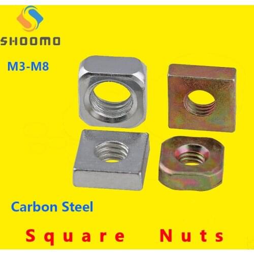 Square Nuts Carbon Steel Nuts DIN562 Color Zinc Plated M3 M4 M5 M6 M8 GB39