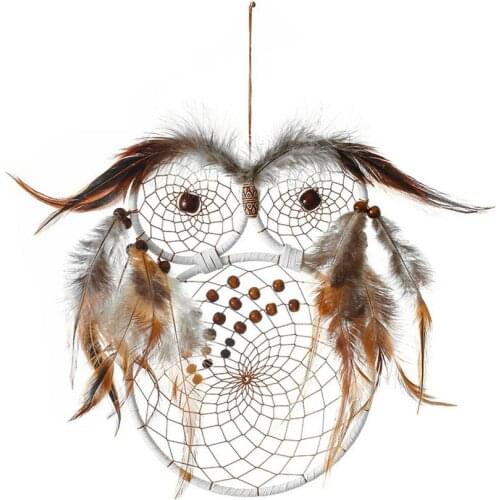 Owl Dream Catcher Feather Ornament Home Wall Decor Handmade Dream Catcher Girls Kids Room Decoration Dreamcatcher Gifts