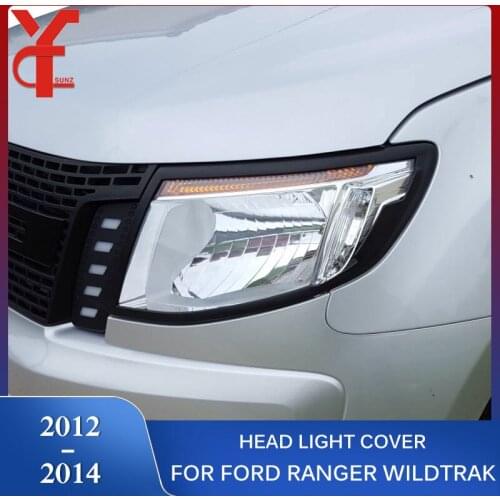 Head Lights Covers Lamp Hood For Ford Ranger 2012 2013 2014 T6 wildtrak car exterior accessories