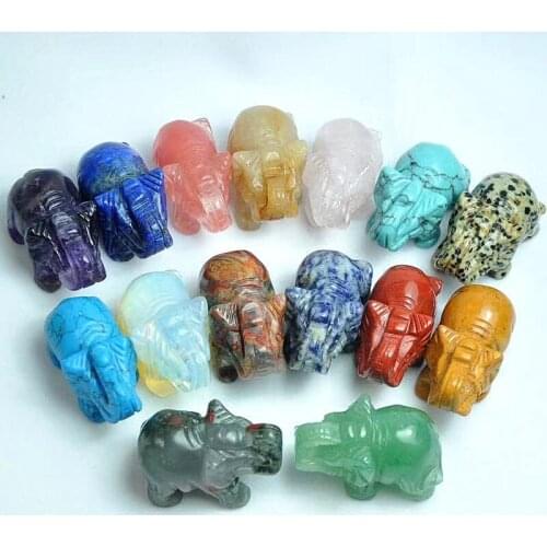 Natural quartz crystals elephant hand carved polished minerals healing stones reiki feng shui decoration