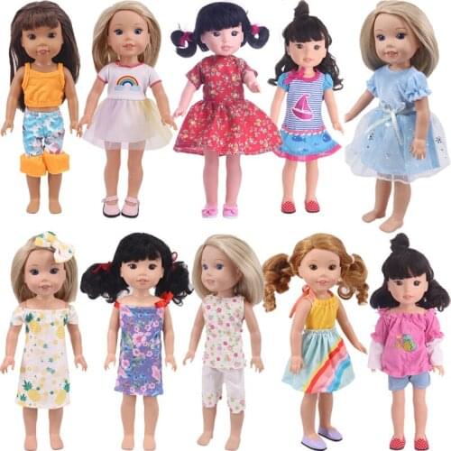 New Doll Suits&Skirts For 14 Inch Doll & 36Cm Baby Cute Cartoon Printing For Our Generation Doll Daily Life