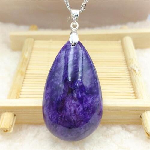 100% Natural Charoite Purple Women Rhombus Pendant 41x24x12mm From Russia Necklace Jewelry Fashion Bead AAAAA