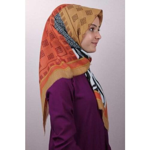 POLOİST PATTERNED LINEN LİNA SCARF-DESEN-01-RENK-14