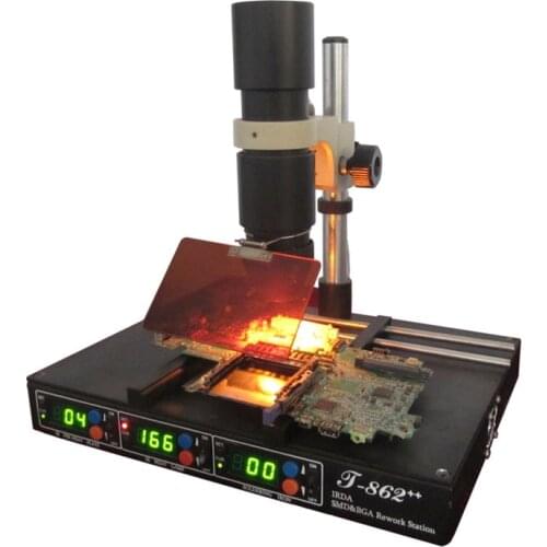 Puhui T-862++ 800W Infrared BGA Rework Station Soldering Welder Phone Motherboard Repair Desoldering Machine with Solder Iron