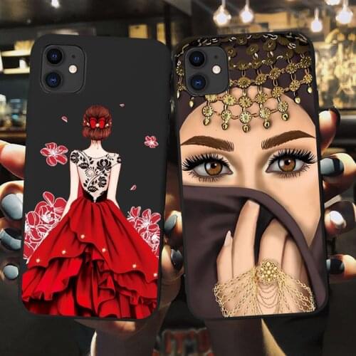 Luxury Woman Crown Hijab Face Muslim Islamic Gril Eyes Cover Phone Case for Iphone 12 11 Pro Max X 6S 7 8 Plus XR XS MAX SE 2020