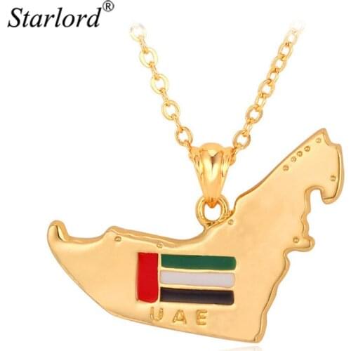 Starlord Arabic Pendants Necklace Men Jewelry Charm Necklace Women Gold Color Dubai Jewelry United Arab Emirates (UAE) Map P192