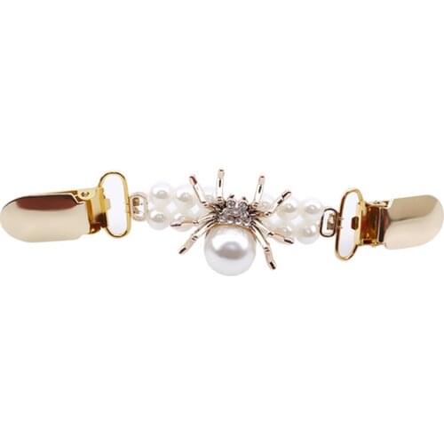 Sweater Cardigan Clip Duck-mouth Clips Flexible Beaded Pearl Pin Brooch Shawl Shirt Collar Buckles For Clothing Decoration