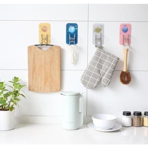 Multi-purpose Hook Punch-free Seamless Hook Towel Key Stainless Steel Door Grass Wall Hanging For Home Bathroom Bedroom Room