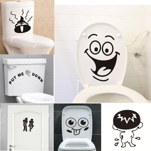 Funny Smile Face Bathroom Wall Stickers Toilet Home Decoration Wall Decals For Toilet Sticker Poster Home Decor