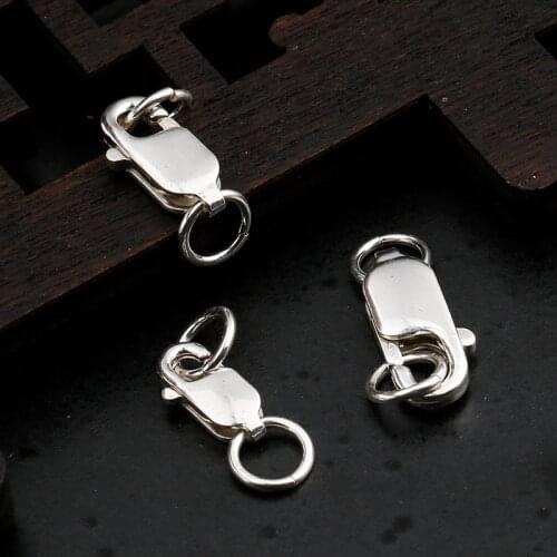 925 Sterling Silver Square Lobster Clasps With Ring Connectors 8MM 10MM 12MM Bracelet Necklace Spring Clasps DIY Jewelry Making