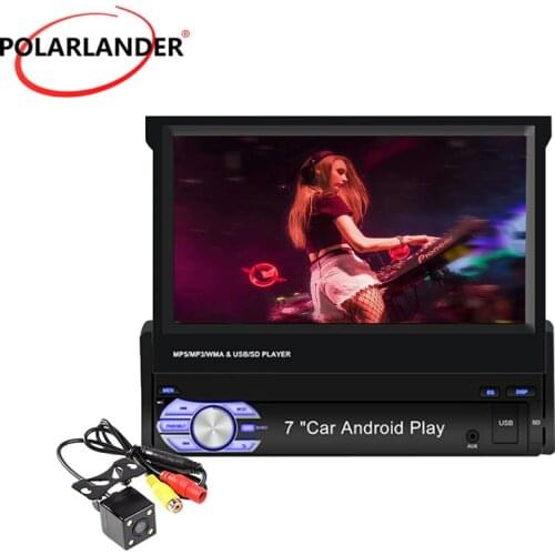 7'' MP5 Player for Android/IOS Device Bluetooth GPS Navigation Car Radio Mirror Link 1 din Carplay Manual Telescopic Screen