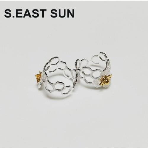 S.EAST SUN 925 Sterling Silver 18K Gold bee exquisite jewelry for women opening adjustable party gifts
