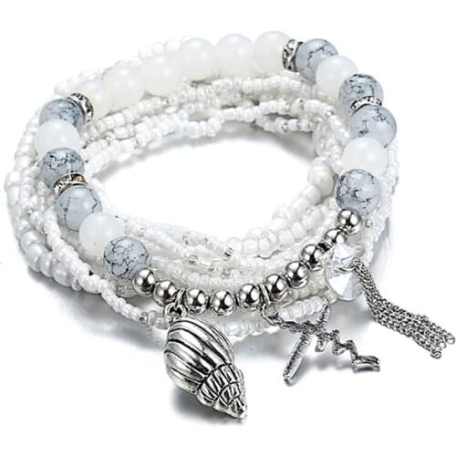 WomenS Bohemian Bracelet Elegant Bracelet 8Mm Natural Purple Pink Crystal 108 Beads Tassel Jewelry