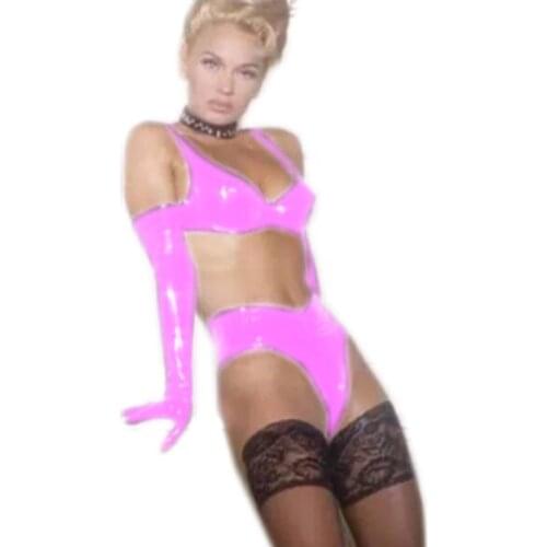 Women Bikini Faux Leather New Set Swimsuit Wet Look PVC Low Waist Bathing Suit Swimsuit Beach Wear Biquini Push Up Solid Set 7XL