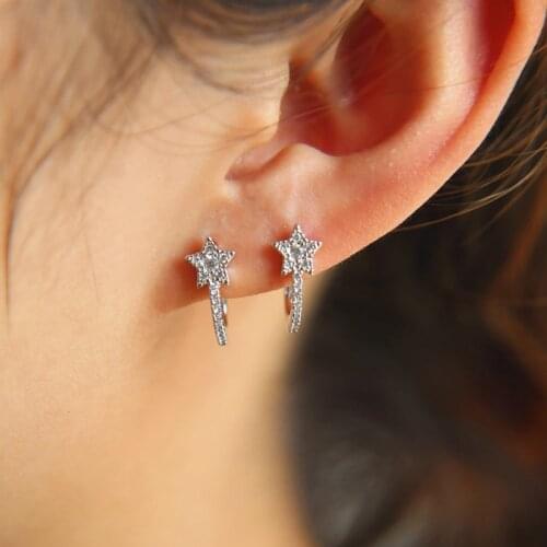 1 Pair Fashion Crystal Star Stud Earring for Women Personality Simple Push-back Earrings Party Jewelry Gifts