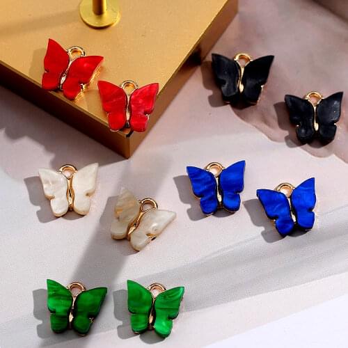 10Pcs/lot Acrylic Cute Mixed Colors Butterfly Charms Trendy Animal Insect Pendant Accessories For Earrings Jewelry DIY Supplies