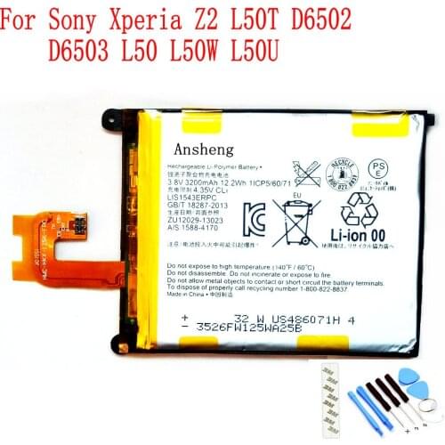 100% NEW Original LIS1543ERPC 3200mAh Battery for Sony Xperia Z2 L50 Sirius SO-03 D6502 D6503 L50T L50W L50U Mobile Phone