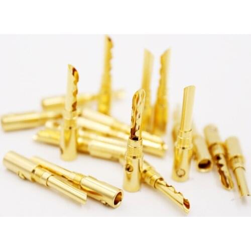 12pcs 24K Gold Plated Copper BFA 4mm Banana Plug Male Speaker Connector