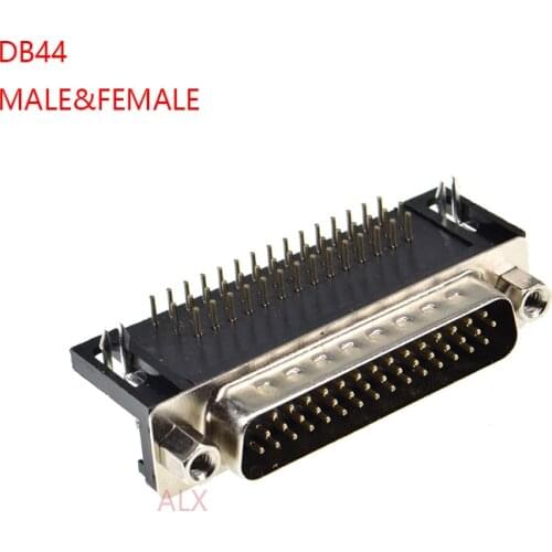 2PCS DB44 MALE FEMALE PCB Mount serial port CONNECTOR RIGHT ANGLE D-Sub CONNECTORS 44pin plug jack Adapter 3 Rows 44 PIN 44p