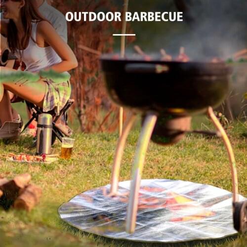 3PCS BBQ grill mat fire resistance to high temperature fire mat mat floor the courtyard lawn protected area