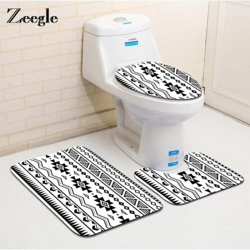 Zeegle 3pcs Bath Mats Bathroom Carpet Floor Rug Non-Slip Bathroom Mat Set Washable Floor Carpet Bath Mat Pedestal Toilet Rug