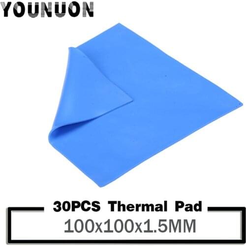 30PCS 100x100x1.5mm Thermal Conductivity 3.6W GPU CPU LED Heatsink Cooling Conductive Silicone Pad Thermal Pad