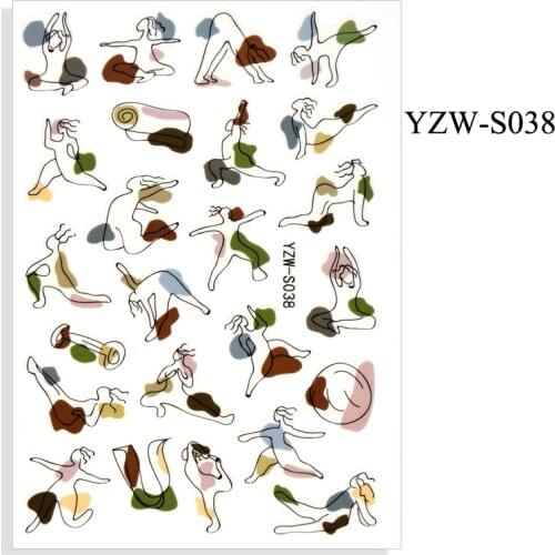 3D Stickers for Nails Sportsman Line Graffiti Design Nail Foil Decal Sliders Stickers for Manicure Fashion Nail Art Decoration