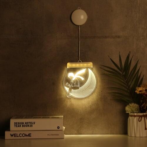 1pcs 3D Hanging Illusion Lamp Modeling LED String Night Lights Modern Wall Art for Living Room Bedroom Decoration Party Supplies