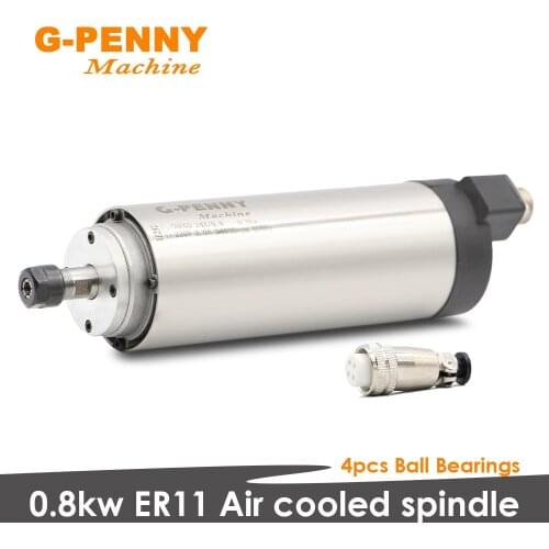0.8kw ER11 Air cooled spindle motor Diameter 65mm Spindle for engraving milling grind 4 pcs ball bearings Precision 0.01mm