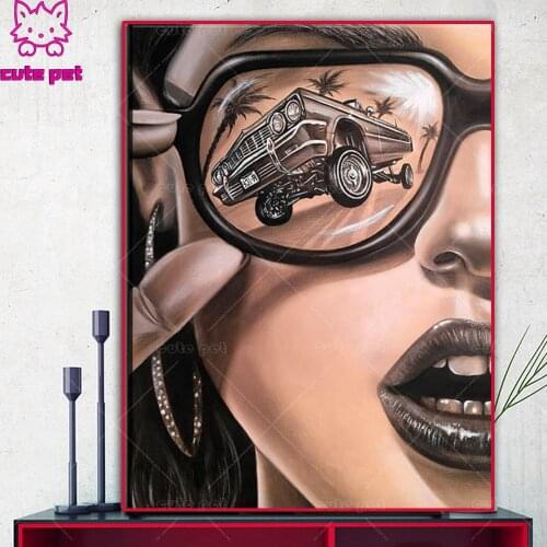 5d Diamond Painting Cross Stitch New Needlework Patterns Modern Sunglasses Fashion Woman Diamond Embroidery Rhinestone mosaic