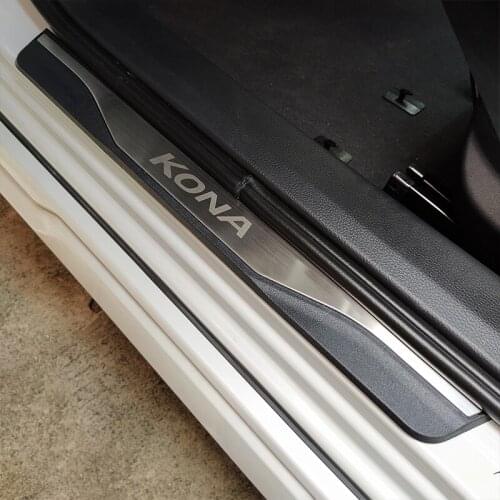 For Hyundai Kona 2020 2019 2018 Accessories Car Door Sill Scuff Plate Guards Door Sills Protector Covers Trim Car Accessories
