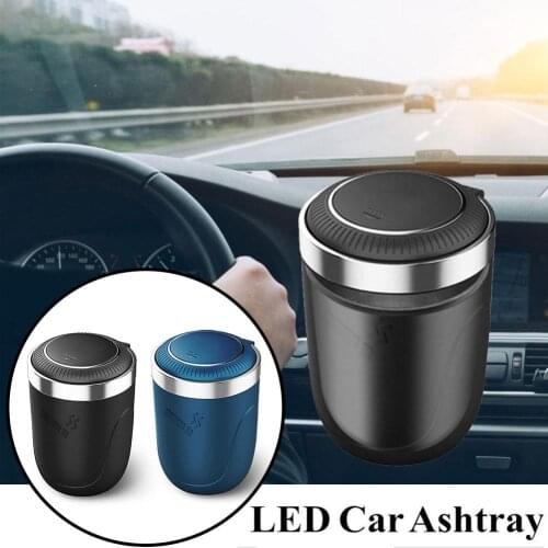 Car Ashtray With LED Light Cigarette Smoke Travel Remover Car Smokeless Smoke Cup Holder Trash Bin Universal Auto Ashtray