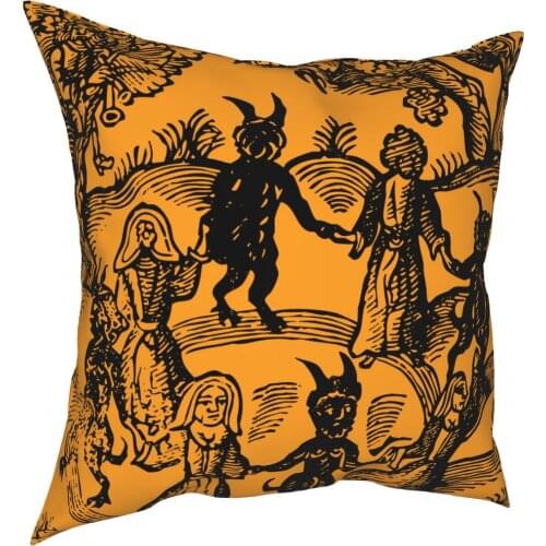Dance With The Devil Throw Pillow Cover Decorative Pillow Tarot Witch Occult Pagan Vintage 45*45cm Pillowcase