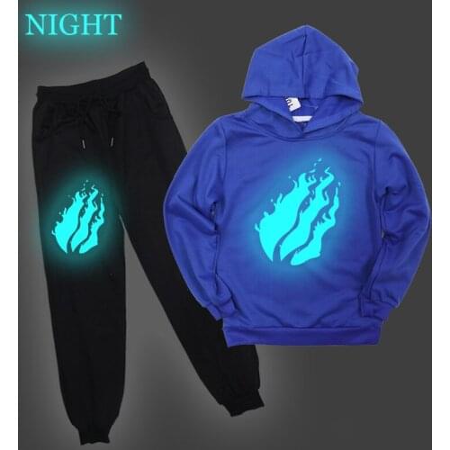 Carnival Children Sweatshirts Girl Boy Preston Playz Autumn Long Sleeve Hoodies+Pants Hip-hop Anime Luminous Printing Suit 2-14Y