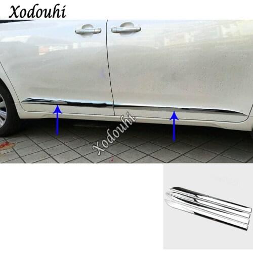 For Toyota Sienna 2018 2019 2020 2021 Car Detector Cover Side Door Body Trim Sticker Strips Molding Bumper Frame Parts 4pcs