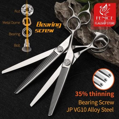Fenice 6.5/7.0inch Professional Dog Grooming Scissors JP VG10 Stainless Steel Thinning Shears Thinning Rate 35