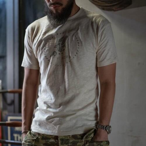 Non Stock 1940s USN Seabees Bamboo Slub Cotton Men’s Crew Neck Short Sleeve T-Shirt Undershirt Casual Tee