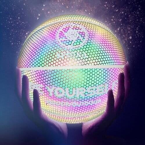 Holographic Reflective Basketball Ball Wear-Resistant Luminous Night Light Ball Basketball Glowing Basketball Ball