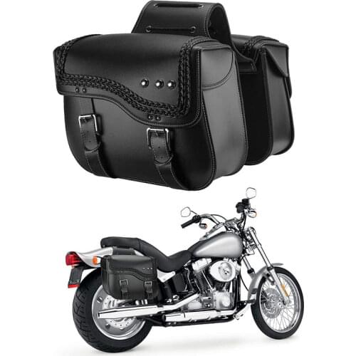 2pcs Motorcycle Saddlebags Side Bags Synthetic Leather Tool Storage Bag Universal for Honda/Suzuki/Kawasaki/Yamaha