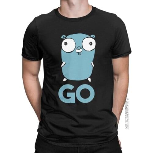 Men T-Shirts Golang Gopher GO Lang Programming Funny Pure Cotton Tee Shirt Classic Programmer T Shirts Crew Neck Clothes