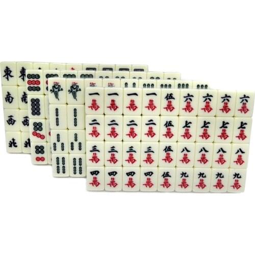 144 Tiles Mah-Jong Set Funny Chinese Traditional Mahjong Card Games Stress Relief Toys Portable with Box for Party Family