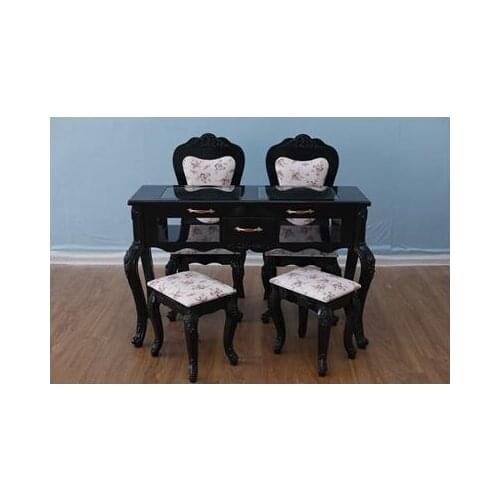 Black nail table and chair set combination single and double three-person glass nail table economical nail shop nail table