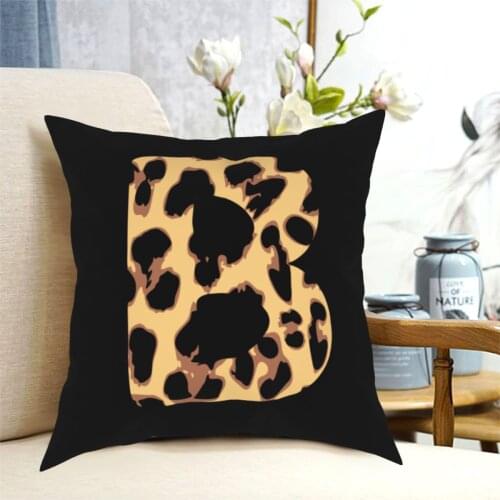 Letter B Initial Cheetah Monogram Pillowcase Soft Fabric Cushion Cover Decorative Throw Pillow Case Cover Bedroom Square 40*40cm