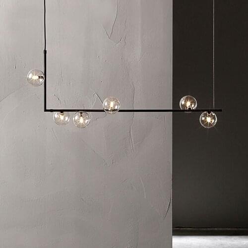 Nordic Minimalist Design Glass Ball Chandelier Creative Art Molecule Loft Hall Living Room Restaurant Table Long Light Fixtures