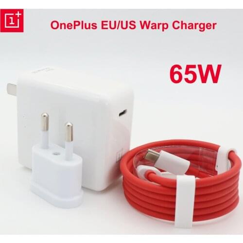 Original OnePlus 9 Pro Warp Charger Power Adapter US EU Quick Charger 65W 10V 6.5A OnePlus 9R 8T 8 Pro 7T Nord Type C To Type C