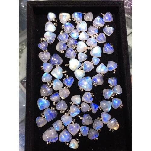 Natural Moonstone Blue Light Heart Love Bead Necklace One Pendant 18x17mm Gemstone Women Men Love Crystal Healing AAAAA