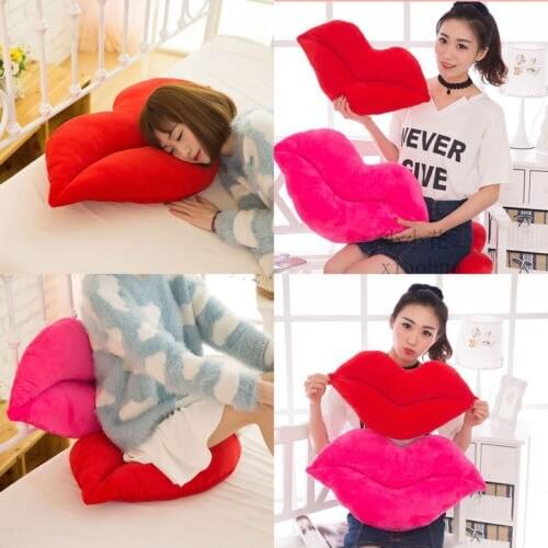Lip Shaped Pillows Solid Color Cute Soft Fashion Plush Sofa Cushions Home Decoration New Style 2021